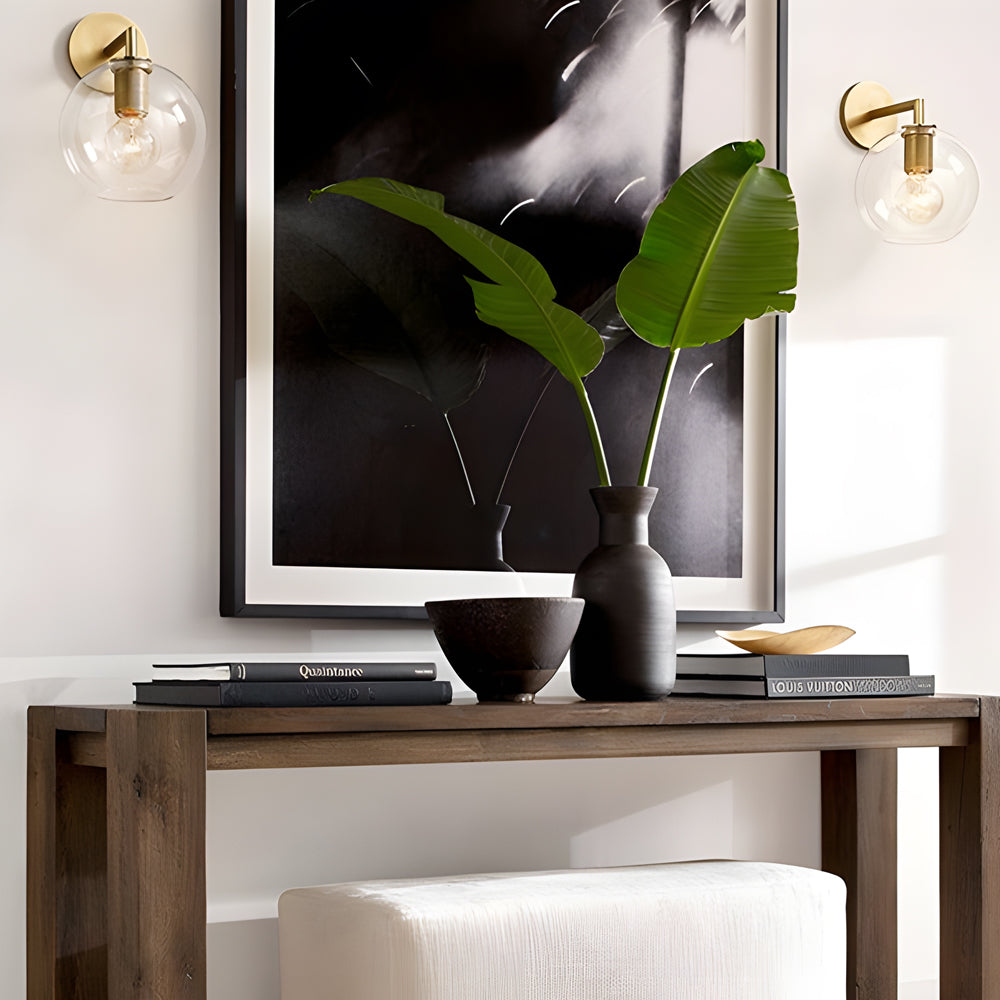 Modern Gold Glass Shade Wall Sconce LED Postmodern Minimalist Hardware Wall Lamp