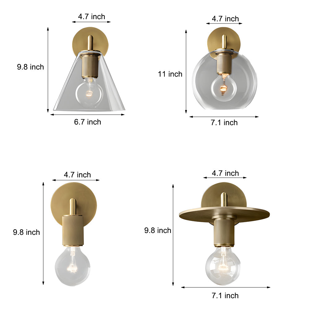 Modern Gold Glass Shade Wall Sconce LED Postmodern Minimalist Hardware Wall Lamp