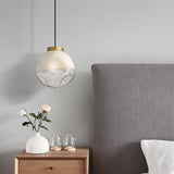 Modern Gold Globe Pendant Light with Semi White Glass Sphere for Kitchen and Dining Room