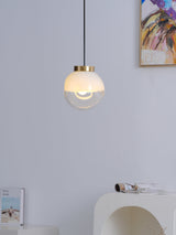 Modern Gold Globe Pendant Light with Semi White Glass Sphere for Kitchen and Dining Room