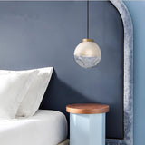 Modern Gold Globe Pendant Light with Semi White Glass Sphere for Kitchen and Dining Room