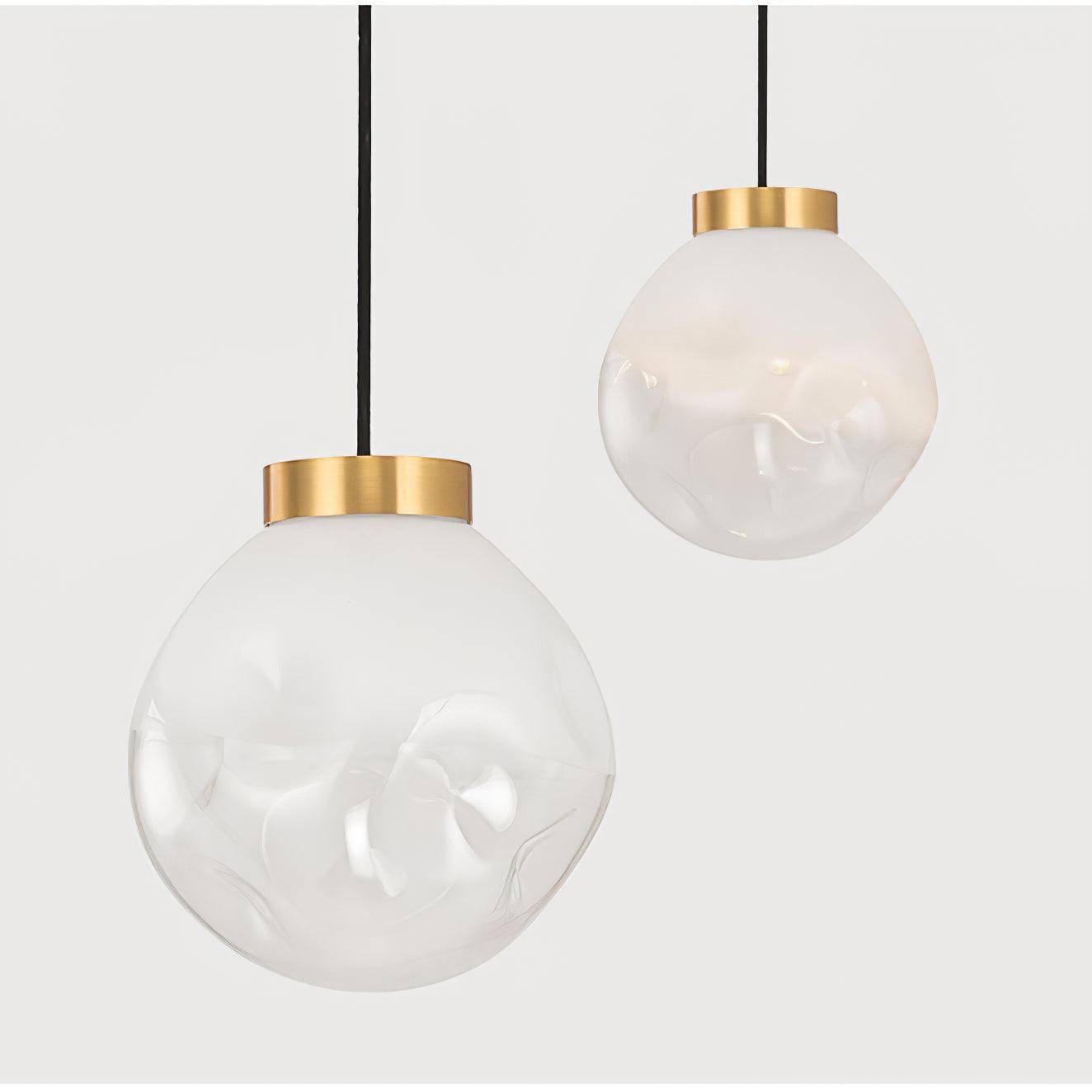 Modern Gold Globe Pendant Light with Semi White Glass Sphere for Kitchen and Dining Room