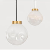 Modern Gold Globe Pendant Light with Semi White Glass Sphere for Kitchen and Dining Room