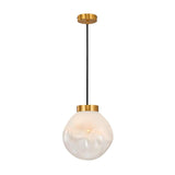 Modern Gold Globe Pendant Light with Semi White Glass Sphere for Kitchen and Dining Room