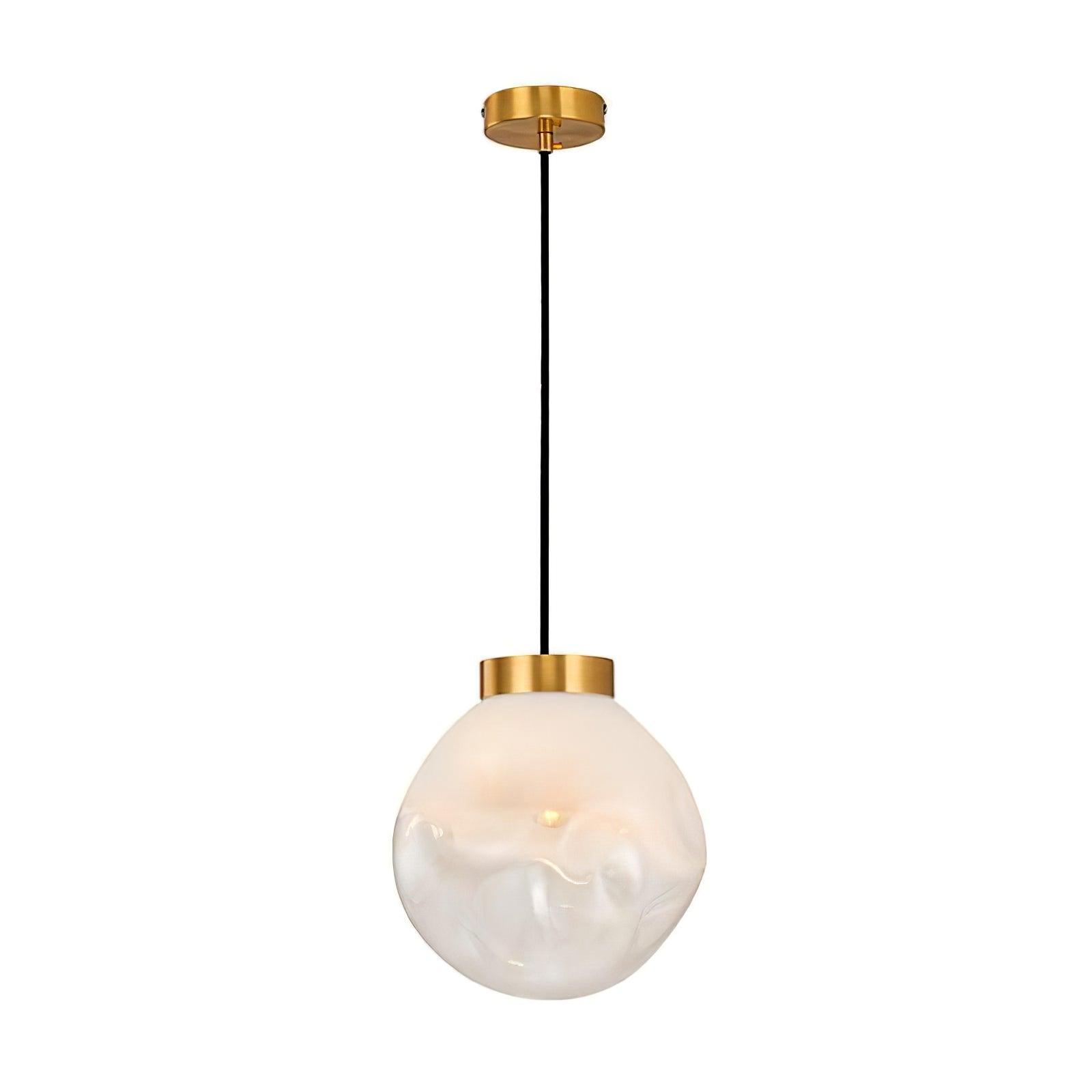 Modern Gold Globe Pendant Light with Semi White Glass Sphere for Kitchen and Dining Room