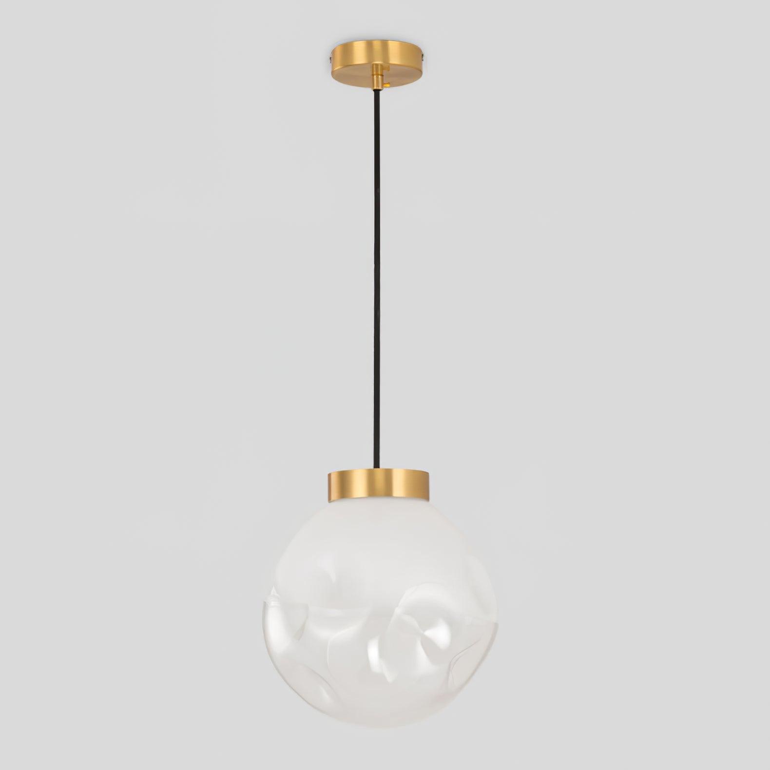 Modern Gold Globe Pendant Light with Semi White Glass Sphere for Kitchen and Dining Room