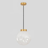 Modern Gold Globe Pendant Light with Semi White Glass Sphere for Kitchen and Dining Room