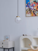 Modern Gold Globe Pendant Light with Semi White Glass Sphere for Kitchen and Dining Room