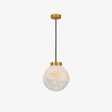 Modern Gold Globe Pendant Light with Semi White Glass Sphere for Kitchen and Dining Room