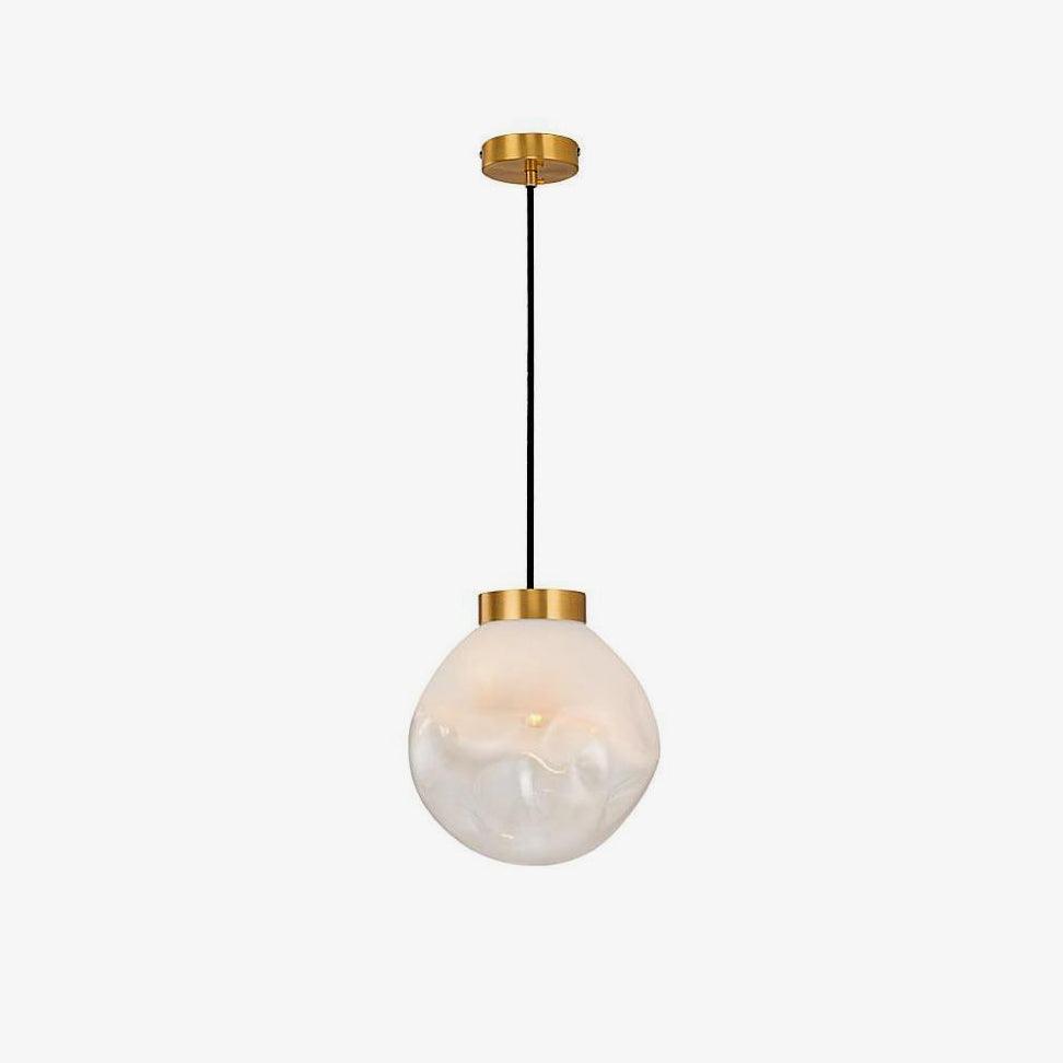 Modern Gold Globe Pendant Light with Semi White Glass Sphere for Kitchen and Dining Room