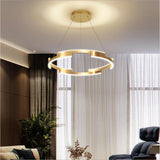 Modern Gold Interlocking Ring LED Chandelier Luxury Circular Pendant Lighting for Living Room