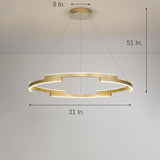 Modern Gold Interlocking Ring LED Chandelier Luxury Circular Pendant Lighting for Living Room