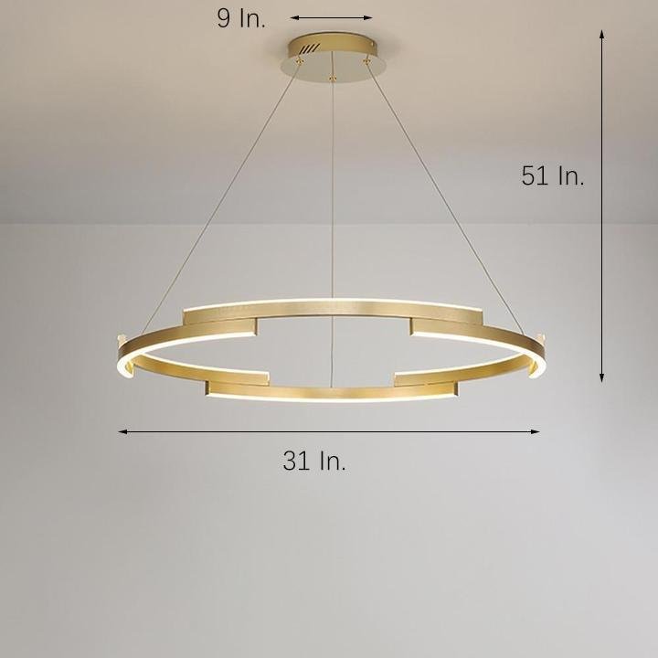 Modern Gold Interlocking Ring LED Chandelier Luxury Circular Pendant Lighting for Living Room