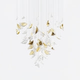 Modern Gold Leaf Chandelier Large Floating Leaves LED Ceiling Light Fixture