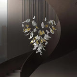 Modern Gold Leaf Chandelier Large Floating Leaves LED Ceiling Light Fixture