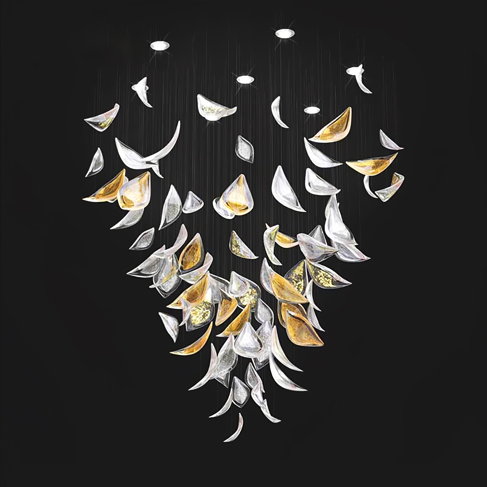 Modern Gold Leaf Chandelier Large Floating Leaves LED Ceiling Light Fixture