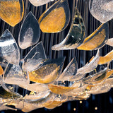 Modern Gold Leaf Chandelier Large Floating Leaves LED Ceiling Light Fixture