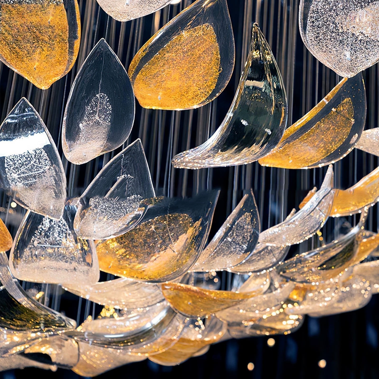 Modern Gold Leaf Chandelier Large Floating Leaves LED Ceiling Light Fixture