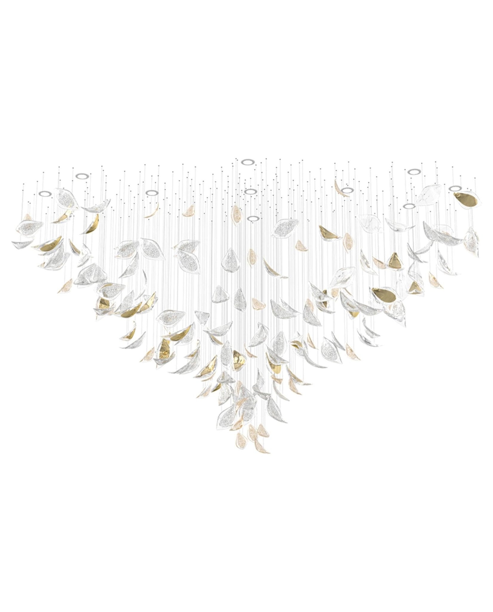 Modern Gold Leaf Chandelier Large Floating Leaves LED Ceiling Light Fixture