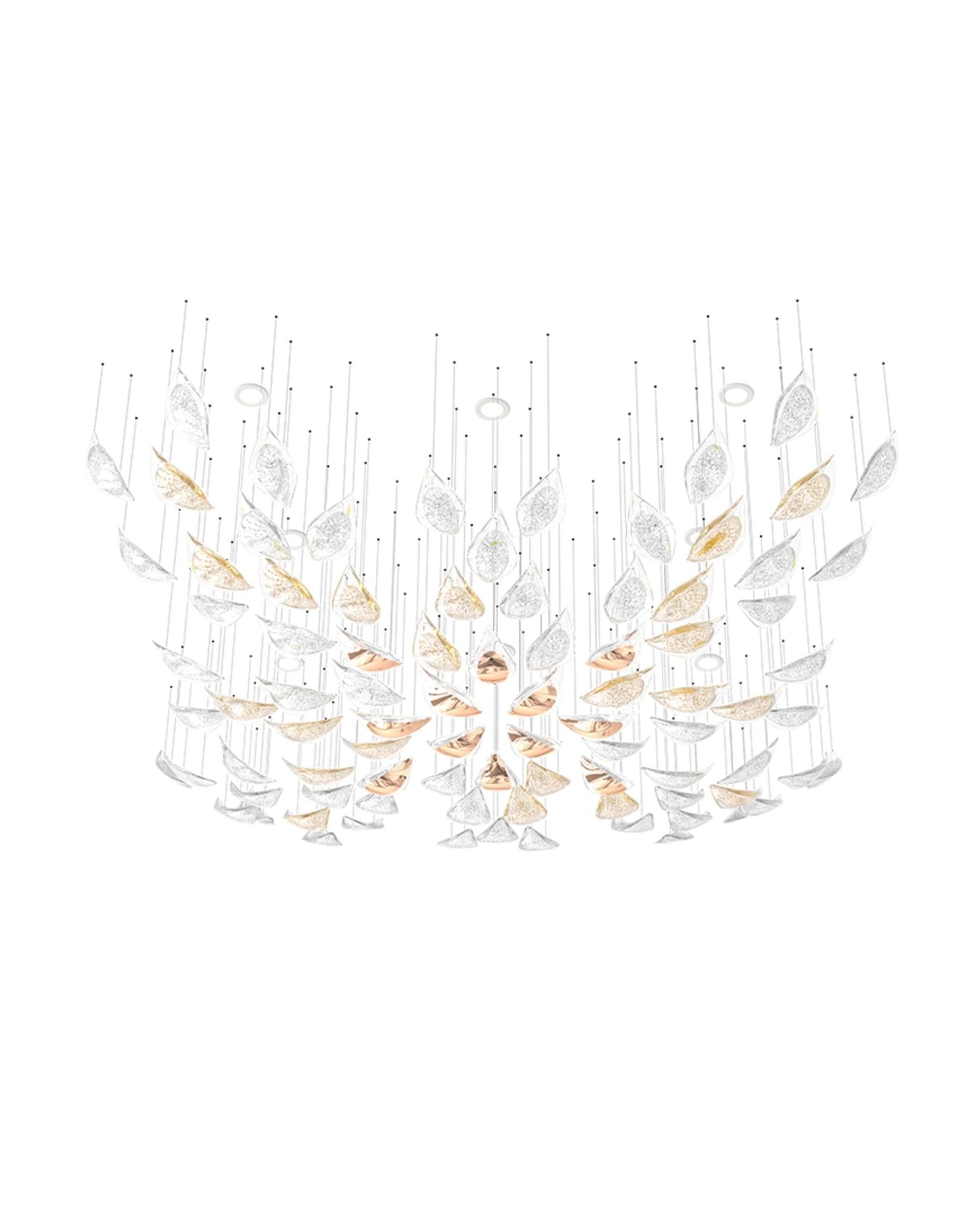 Modern Gold Leaf Chandelier Large Floating Leaves LED Ceiling Light Fixture