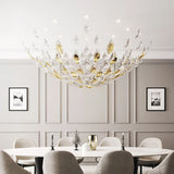 Modern Gold Leaf Chandelier Large Floating Leaves LED Ceiling Light Fixture