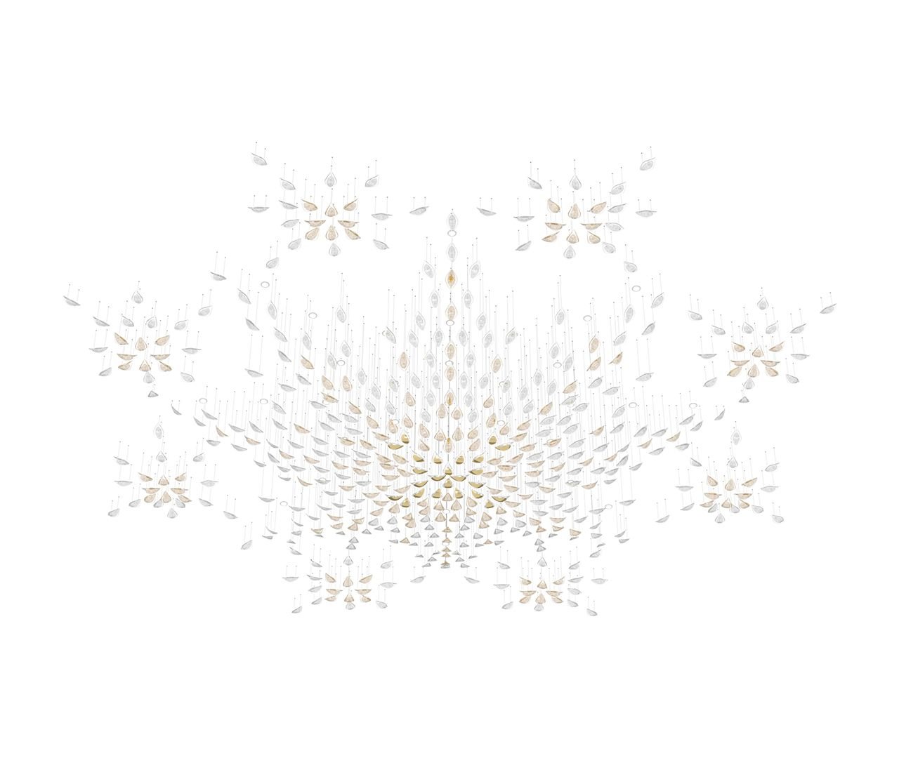 Modern Gold Leaf Chandelier Large Floating Leaves LED Ceiling Light Fixture