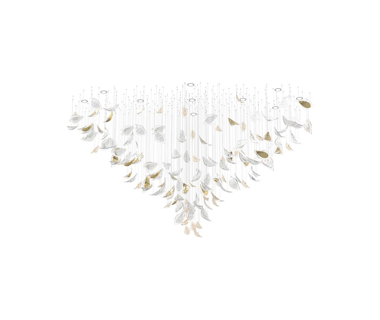 Modern Gold Leaf Chandelier Large Floating Leaves LED Ceiling Light Fixture