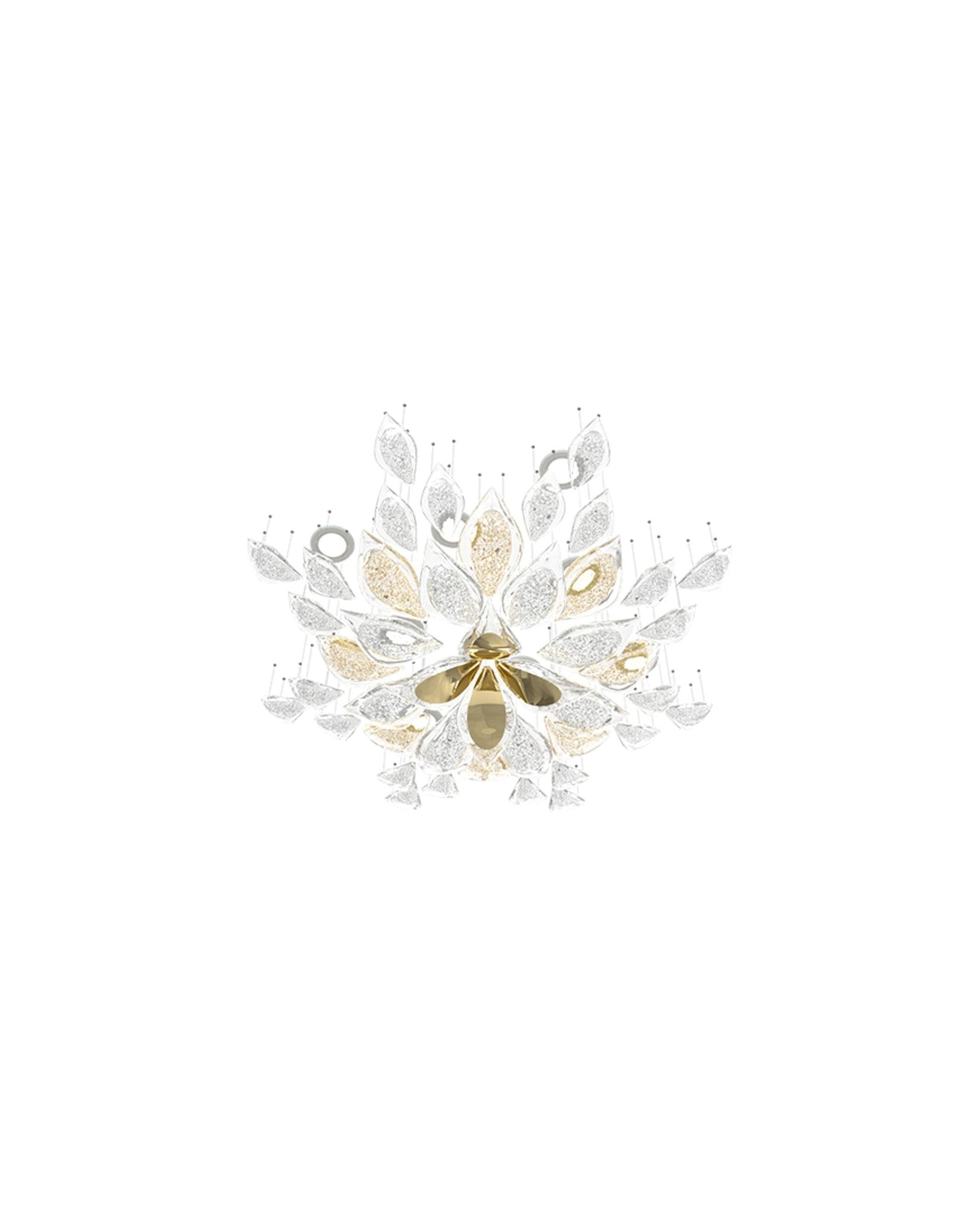Modern Gold Leaf Chandelier Large Floating Leaves LED Ceiling Light Fixture