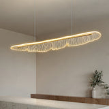 Modern Gold Leaf Feather LED Chandelier with 3 Step Color Dimming for Dining Room
