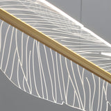Modern Gold Leaf Feather LED Chandelier with 3 Step Color Dimming for Dining Room