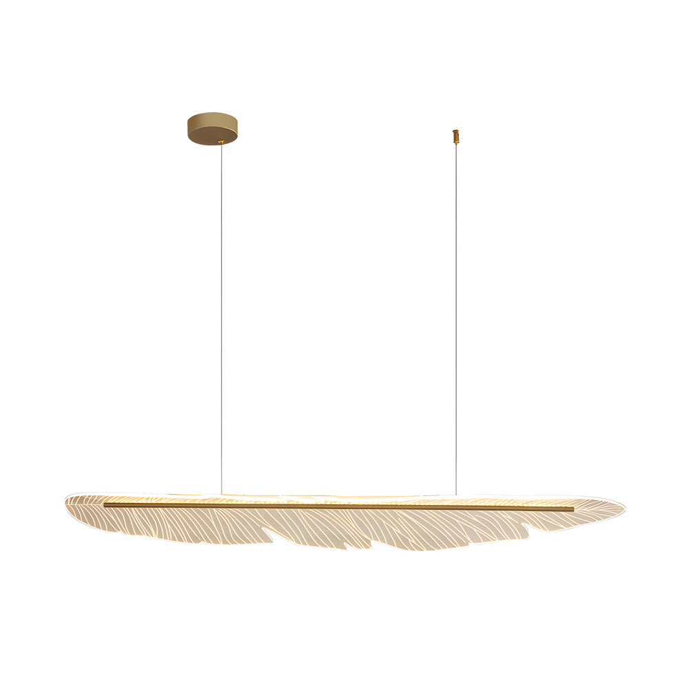 Modern Gold Leaf Feather LED Chandelier with 3 Step Color Dimming for Dining Room