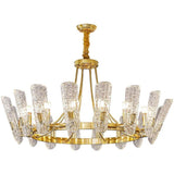 Modern Gold LED Chandelier with Glass Shades Nordic Pendant Lighting for Living Room
