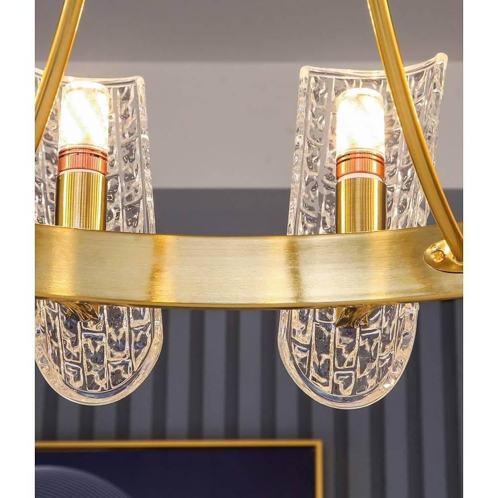 Modern Gold LED Chandelier with Glass Shades Nordic Pendant Lighting for Living Room