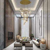 Modern Gold LED Chandelier with Irregular Acrylic Paper Curls and Stepless Dimming