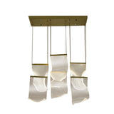 Modern Gold LED Chandelier with Irregular Acrylic Paper Curls and Stepless Dimming