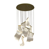 Modern Gold LED Chandelier with Irregular Acrylic Paper Curls and Stepless Dimming
