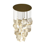 Modern Gold LED Chandelier with Irregular Acrylic Paper Curls and Stepless Dimming