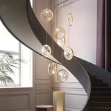 Modern Gold LED Crystal Chandelier Multi Ring Lighting for Staircase and Entryway