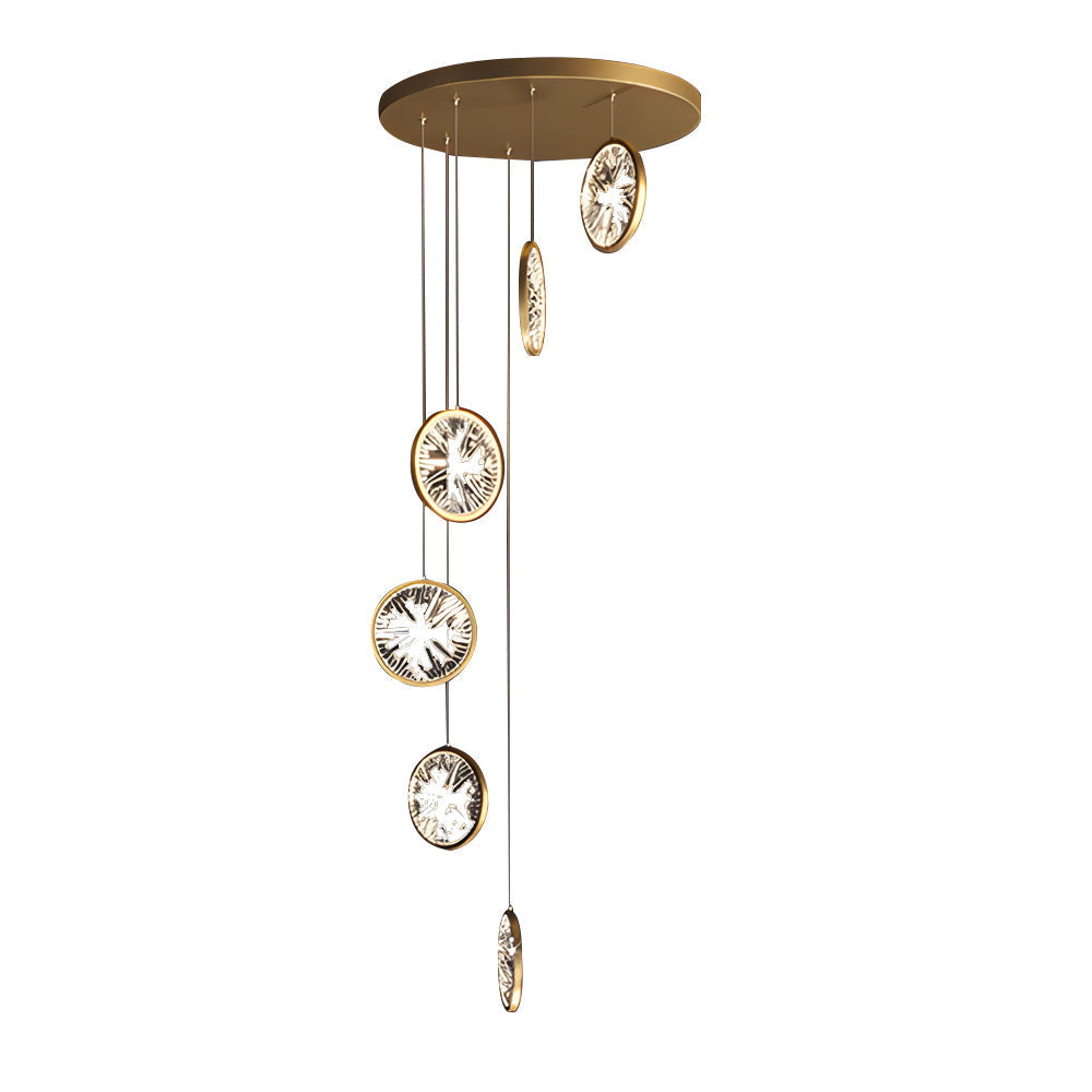 Modern Gold LED Crystal Chandelier Multi Ring Lighting for Staircase and Entryway