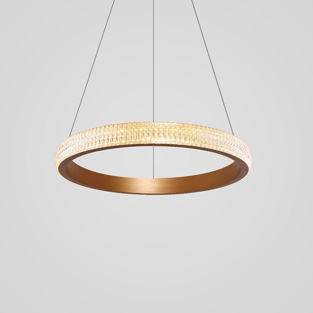 Modern Gold LED Ring Chandelier Minimalist Circular Pendant Light for Dining Room Kitchen