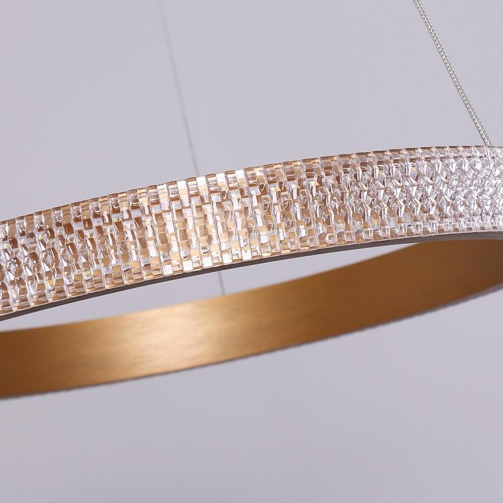 Modern Gold LED Ring Chandelier Minimalist Circular Pendant Light for Dining Room Kitchen