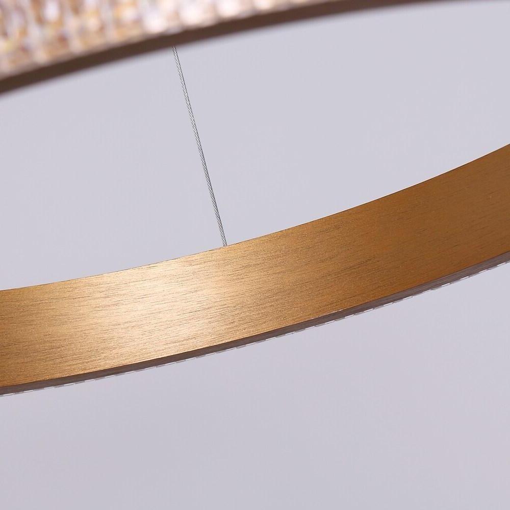 Modern Gold LED Ring Chandelier Minimalist Circular Pendant Light for Dining Room Kitchen