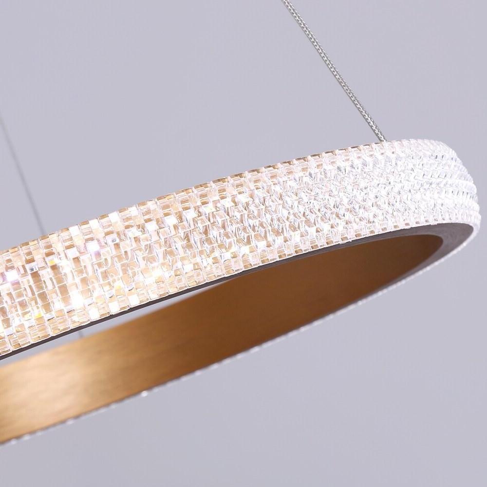 Modern Gold LED Ring Chandelier Minimalist Circular Pendant Light for Dining Room Kitchen