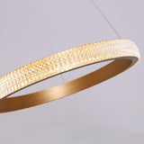 Modern Gold LED Ring Chandelier Minimalist Circular Pendant Light for Dining Room Kitchen