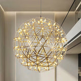 Modern Gold LED Spark Ball Pendant Light Spherical Fireworks Chandelier for Modern Interiors