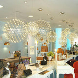 Modern Gold LED Spark Ball Pendant Light Spherical Fireworks Chandelier for Modern Interiors