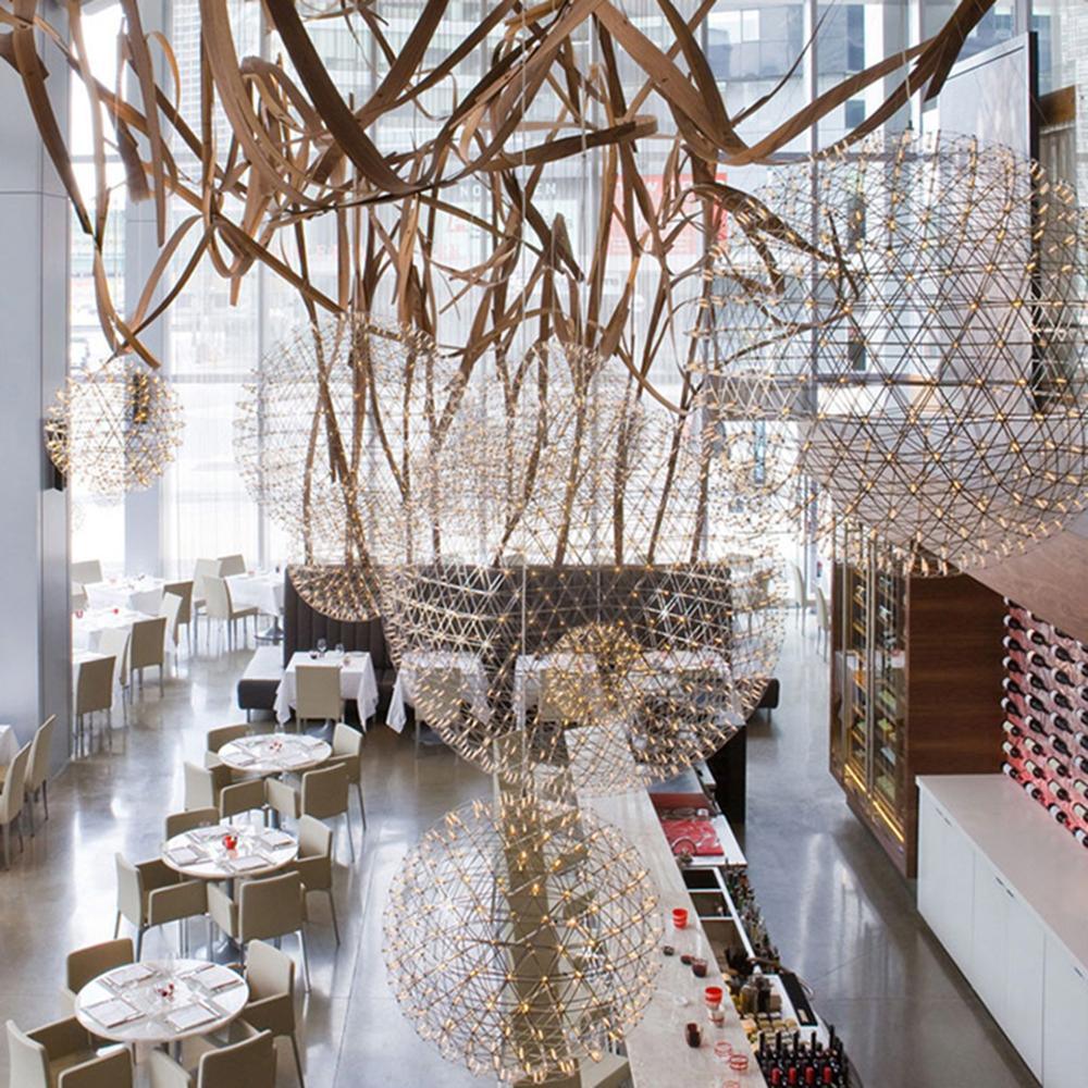 Modern Gold LED Spark Ball Pendant Light Spherical Fireworks Chandelier for Modern Interiors