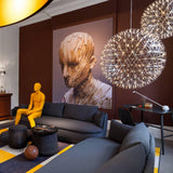Modern Gold LED Spark Ball Pendant Light Spherical Fireworks Chandelier for Modern Interiors