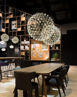 Modern Gold LED Spark Ball Pendant Light Spherical Fireworks Chandelier for Modern Interiors