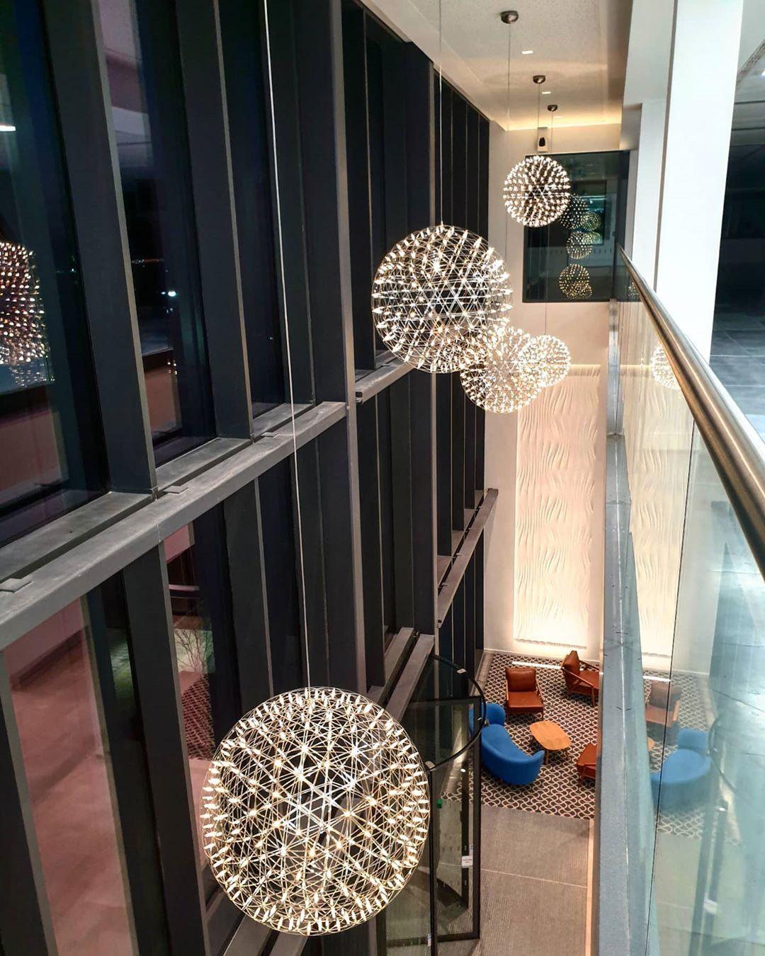 Modern Gold LED Spark Ball Pendant Light Spherical Fireworks Chandelier for Modern Interiors